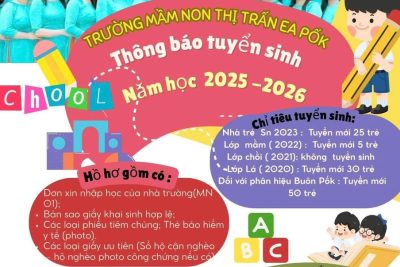 Thông báo tuyển sinh năm học 2025-2026 của trường Mầm non Thị trấn Ea Pốk